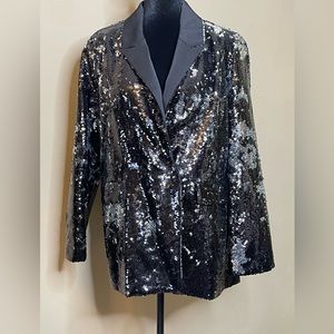 Bagatelle Collection satin lapel sequin tuxedo jacket SZ XL